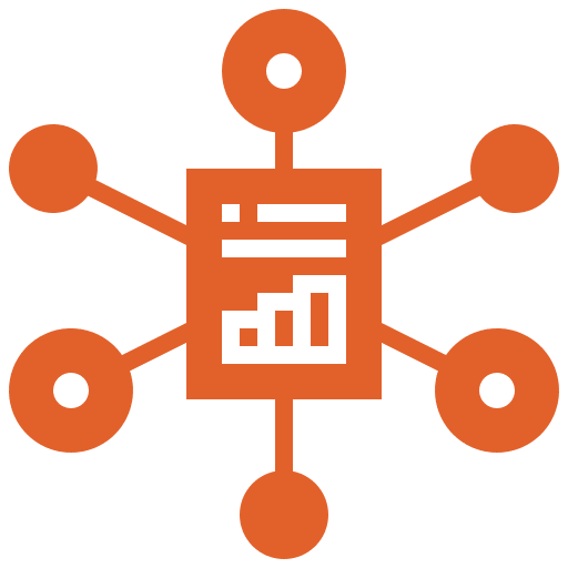 Data network icon with graph visualization.