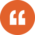 Orange circle with white quotation marks.