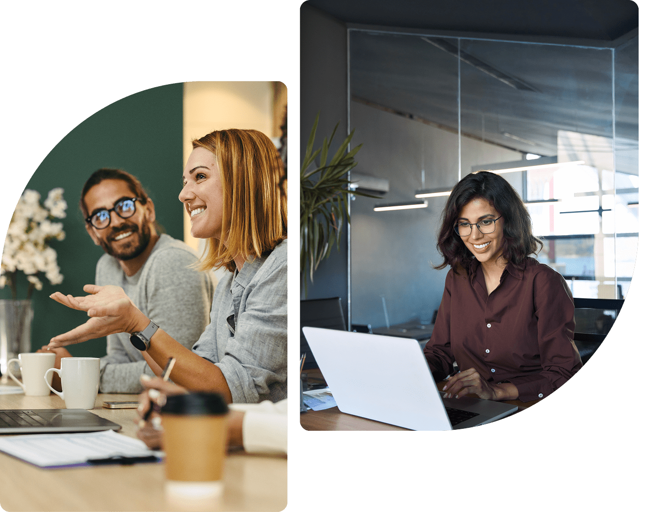 People collaborating in a modern office setting.