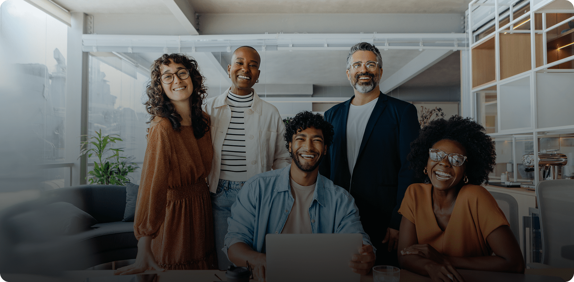 Diverse group of people in an office.