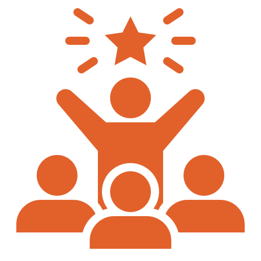Person celebrating with a star overhead.