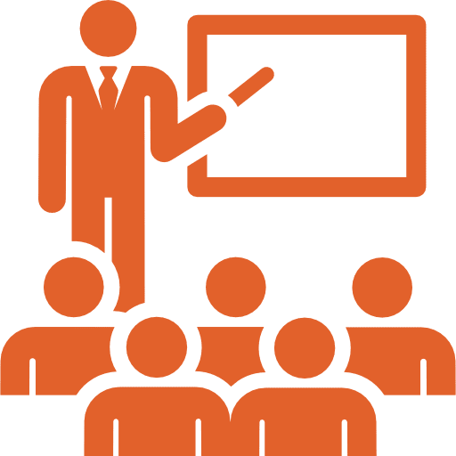 Illustration of a teacher giving a presentation.